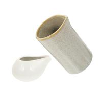 GARVALON Jarra de Leche de Cerámica Blanca Dispensador para Salsa Boquilla Redonda Set 2 Piezas Adecuado para Café Leche y Condimentos Cocina y Cafetería