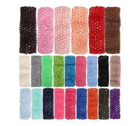 GARVALON Juego de 24 Diademas Elásticas de Crochet para Ñiño, Bandas Suaves y Ajustables para Niñas Pequeñas, Accesorios Coloridos para Cuidado del Cabello y Decoración Color Aleatorio
