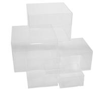 GARVALON Juego de 6 Cajas Expositoras Acrílicas Transparentes Cúbicas Vitrina Cuadrada de Alta Transparencia para Joyas Coleccionables y Buffet Caja Ligera y Estable para Exhibición