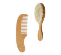GARVALON Juego de Cepillo para Champú y Peine de Madera para Ñiño Mango Cómodo y Material Sintético, Diseño Simple Adecuado Cuidado del Cabello Infantil