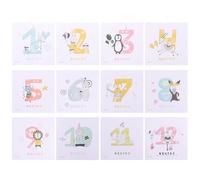 GARVALON Juego de Pegatinas Mensuales para Ñiño Diseño de Animales, Papel Cómodo y Creativo para Registrar el Crecimiento en Baby Shower