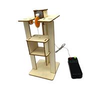 GARVALON Juego Educativo de Juguete DIY Elevador de Madera, Modelo de Elevador Científico para Aprendizaje y Desarrollo, sin Batería, Kit Didáctico para Manualidades Infantiles