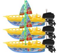 GARVALON Juguetes de Baño de Plástico para Ñiño, 3 Piezas de Barcos de Cuerda Pequeños, Colores Aleatorios, Juguetes Flotantes para Ducha y Piscina, Diversión Acuática para Color Aleatorio