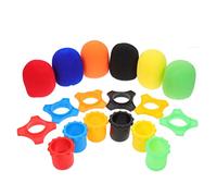 GARVALON Kit Accesorios para Micrófono Fundas de Esponja y Anillos Antideslizantes de Silicona Protectores y Fundas Inferiores para Evitar Golpes y Caídas Compatible Mayoría de Micrófonos