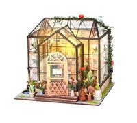 GARVALON Kit de Manualidades Casa Miniatura 3D Invernadero Bricolaje para Niñas, Modelo Construcción Madera sin Pilas, Decoración Creativa para Hogar y Colecciones, Juego Artístico DIY