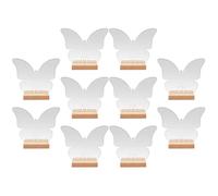 GARVALON Letreros Reservados de Acrílico Transparente 2 Mm con Base de Madera Pequeña, 10 Juegos de Letreros de Mesa Decorativos para Bodas, Fiestas y Banquetes, Accesorio Reutilizable