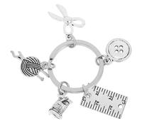 GARVALON Llavero Metálico de Costura Diseño de Botón y Tijeras, Accesorio Compacto para Bolso, Obsequio Creativo para Amantes Moda y Artesanía, Adecuado para Uso Diario, 1 Unidad