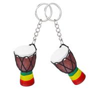 GARVALON Llavero Musical Africano 2 Piezas, Colgante de Mano Djembé Retro en Colores Oscuros, Accesorio Decorativo para Bolso y Mochila, Obsequio para Amantes Música y Viajes
