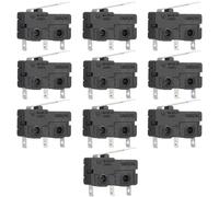 GARVALON Microinterruptor de Palanca de Bisagra 10A Tamaño Medio 10 Unidades Negras Conector Eléctrico de Alta Conductividad Resistente al Agua para Automatización y Uso Industrial