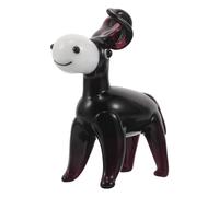 GARVALON Mini Estatua de Burro en Miniatura de Vidrio Negro, Figura de Burro de Dibujos Animados Pequeña para Decoración de Escritorio y Estantería, Adorno de Cristal Ligero y Portátil