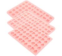 GARVALON Moldes de Silicona para Dulces DIY 3 Piezas Resistentes al Calor Tamaño Mini Diseño Frutas y Animales en Color Rosa Molde para Chocolate y Gomitas Caseras Utensilios para