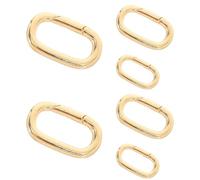 GARVALON Mosquetones Ovalados para Joyería 6 Piezas Grande Mediano y Pequeño Conectores de Resorte Chapados Oro 18K Cierres para Collares y Pulseras DIY Ideales para Manualidades y