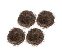 GARVALON Nido de Pájaro Artificial Trenzado de Ratán 10 CM Pack de 4 Unidades Decoración Creativa para Jardín Modelo Realista y Resistente para Uso Exteriores
