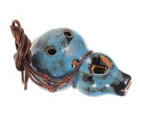 GARVALON Ocarina de Cerámica Alto en Do 6 Agujeros Tamaño Mediano Color Azul Esmaltado Floral Instrumento Musical Portátil para Educación Musical Relajación y Senderismo