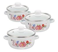 GARVALON Olla Esmaltada Doble Asa para Sopa Resistente al Desgaste Calentamiento Rápido y Uniforme Adecuado para Uso en Cocinas de Inducción Gas y Eléctricas Apta para Recetas Caseras