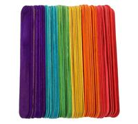 GARVALON Palitos de Madera para Manualidades Jumbo 100 Unidades Palitos de Helado Gruesos de Colores 150 X 10 X 2 MM Multiusos para Bricolaje Arte Infantil y Elaboración de Helados