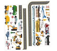 GARVALON Pegatinas Educativas de Pared para Habitaciones Infantiles Diseño de Excavadora y Semáforo PVC Removible y Portátil Tamaño 30X60 CM Juego de 2 Unidades para Decoración de