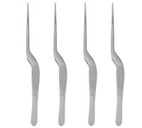 GARVALON Pinzas para Eliminación de Cerumen para Limpiar Oídos con Punta Curva de Acero Inoxidable Paquete de 4 Unidades, Herramienta Profesional en Adultos, Uso en Casa y Spa