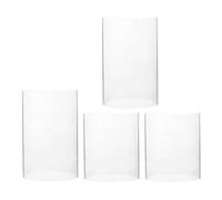 GARVALON Portavelas Cilíndrico de Vidrio Transparente para 4 Velas Cubierta sin Fondo, Diseño Moderno y Elegante para Centros de Mesa Interiores y Decoración