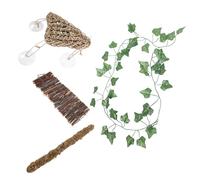 GARVALON Puente de Escalada para Reptiles 4 Piezas Hamaca Triangular, Madera Resistente y Enredaderas de Musgo, Accesorios para Terrarios de Lagartos y Dragón Barbudo en Decoración Natural