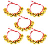 GARVALON Pulseras de Cascabeles Navideñas Ajustables Rojas, Juego de 5 Piezas Campanas de Rendimiento, Accesorios de Muñeca Festivos para Fiestas y Disfraces Infantiles