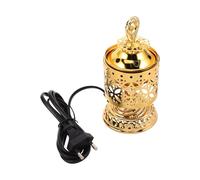 GARVALON Quemador de Incienso Eléctrico Árabe Hogar Diseño Vintage en Hierro Dorado, Adecuado para Ceremonias Religiosas y Purificación del Aire