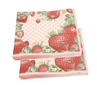 GARVALON Servilletas de Fiesta Estampado de Fresa, 20 Hojas de Pulpa de Madera, Amigables Piel y Decorativas para Cumpleaños y Decoración de Mesa