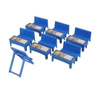 GARVALON Set de Muebles para Casa de Muñecas 13 Piezas en Miniatura Escritorio y Silla de Plástico Azul para Pizarra Incluida Juego Educativo para Aula y Diorama Infantil