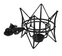 GARVALON Soporte de Montaje para Micrófono de Araña Antivibración de Metal Base Estable para Micrófono de Condensador de Gran Diafragma para Grabación Radio y Canto Color Negro