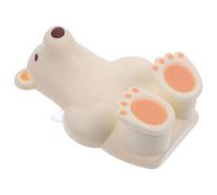 GARVALON Soporte para Cepillos de Dientes de Baño Ventosa, Colgador de Pared de Silicona Color Beige Diseño de Oso Polar, Organizador Práctico Taladro para Almacenamiento Compacto