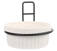 GARVALON Soporte para Comedero Colgante para Perros y Gatos 2 Piezas Hierro Desmontable Diseño de Huella Fijación Pared Antideslizante Adecuado para Jaulas y Uso Portátil