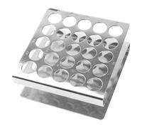 GARVALON Soporte para Tubos de Ensayo de Laboratorio en Acero Inoxidable Gradilla Z Ajustable para 25 Tubos Orificio de 17 MM Soporte Compacto y Resistente para Almacenamiento Seguro