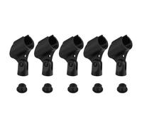 GARVALON Soportes para Micrófono Grandes con Clip y Adaptador de Plástico Negro Paquete de 5 Unidades Soporte Resistente para Uso Interior y Exterior Sujetador Seguro para Micrófonos