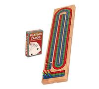 GARVALON Tablero de Cribbage de Madera Portátil Puntuación Plegable y Clavijas Multicolores para Juegos de Mesa en Reuniones y Uso Diario Estilo Aleatorio