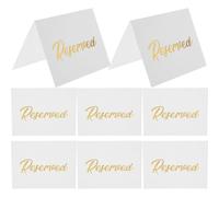GARVALON Tarjetas de Lugar Reservadas para Boda y Restaurante, Papel Blanco Impresión Doble Cara en Oro y Plata, Tamaño 7.62 X 10.1 Cm, Pack de 50 Unidades, Señalización para Gestión