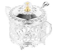 GARVALON Tarro de Cristal para Especias con Diseño de Hierro Forjado Tapa Hermética y Cuchara Incluida Recipiente Multifuncional para Condimentos y Azúcar Decoración Vintage para