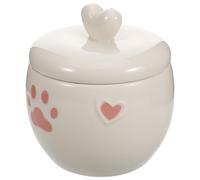 GARVALON Urna para Mascotas Pequeña de Cerámica con Tapa Hermética, 600 Ml para Cenizas de Gato y Perro, Urna Conmemorativa Decorativa con Huellas y Corazones Adecuado para Recuerdo