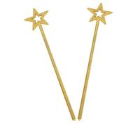 GARVALON Varitas de Estrella Doradas, Pack 2 Unidades, Accesorios de Disfraces de Hadas y Ángeles, Utilería Ligera y Resistente para Fiestas, Carnaval y Juegos Infantiles