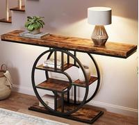 Garvee 139 cm Mesa De Entrada, Consola De 5 Niveles para Entrada, Mesas De Sofá Estrechas Industriales con Espacio De Almacenamiento para Sala De Estar, Mesa De Entrada Larga para Pasillo con Estru
