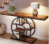 Garvee 139 cm Mesa De Entrada, Consola De 5 Niveles para Entrada, Mesas De Sofá Estrechas Industriales con Espacio De Almacenamiento para Sala De Estar, Mesa De Entrada Larga para Pasillo con Estru