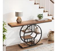Garvee 139 cm Mesa De Entrada, Consola De 5 Niveles para Entrada, Mesas De Sofá Estrechas Industriales con Espacio De Almacenamiento para Sala De Estar, Mesa De Entrada Larga para Pasillo con Estru