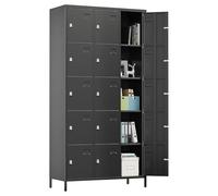 Garvee 15-Door Metal Locker for Employees, Heavy Duty Steel Storage Locker with 15 Locks & Ventilation Holes, for School Office Gym, Easy to Assemble, Black