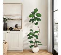 Garvee 150cm Planta Artificial Árbol de Caucho con Bola de Color Crema Macetero y Piedra Fiddle Higuera Árbol Artificial Interior Planta Alta Falso Árbol Tropical Grande Planta Árbol Tropical Planta