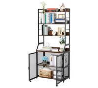 Garvee 2 en 1 Estantería de Escritorio para Oficina en casa - Estructura metálica Resistente y Tablero de partículas - Diseño Compacto con estantes de Almacenamiento - Ideal para Espacios pequeños -