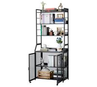 Garvee 2 en 1 Estantería de Escritorio para Oficina en casa - Estructura metálica Resistente y Tablero de partículas - Diseño Compacto con estantes de Almacenamiento - Ideal para Espacios pequeños -