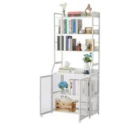 Garvee 2 en 1 Estantería de Escritorio para Oficina en casa - Estructura metálica Resistente y Tablero de partículas - Diseño Compacto con estantes de Almacenamiento - Ideal para Espacios pequeños -