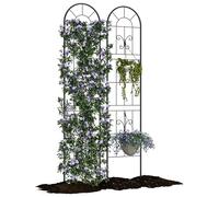 Garvee 2 Paneles de Valla de Jardín de Hierro Forjado Decorativa 140x30cm, Cercado Metálico para Exterior y Plantas Trepadoras, Reja de Metal Resistente al Óxido para Patio y Terraza, Negro