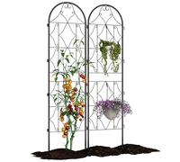 Garvee 2 Paneles de Valla de Jardín de Hierro Forjado Decorativa 190x55cm, Cercado Metálico para Exterior y Plantas Trepadoras, Reja de Metal Resistente al Óxido para Patio y Terraza, Negro