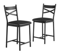 Garvee 2 Taburetes Altos de Bar sin Respaldo en Color Negro - Pack de Sillas Modernas para Isla de Cocina, Bar o Zona de Desayuno, Fáciles de Montar