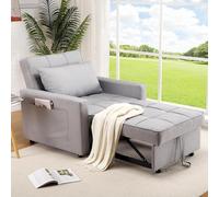 Garvee 3 En 1 Sofá Cama Compacto para Salón - Respaldo Ajustable, Plegable y Tapizado En Lino Gris Oscuro - con Bolsillo Lateral y Cojín Suave - Ideal para Huéspedes y Ahorro De Espacio, 86x192 cm
